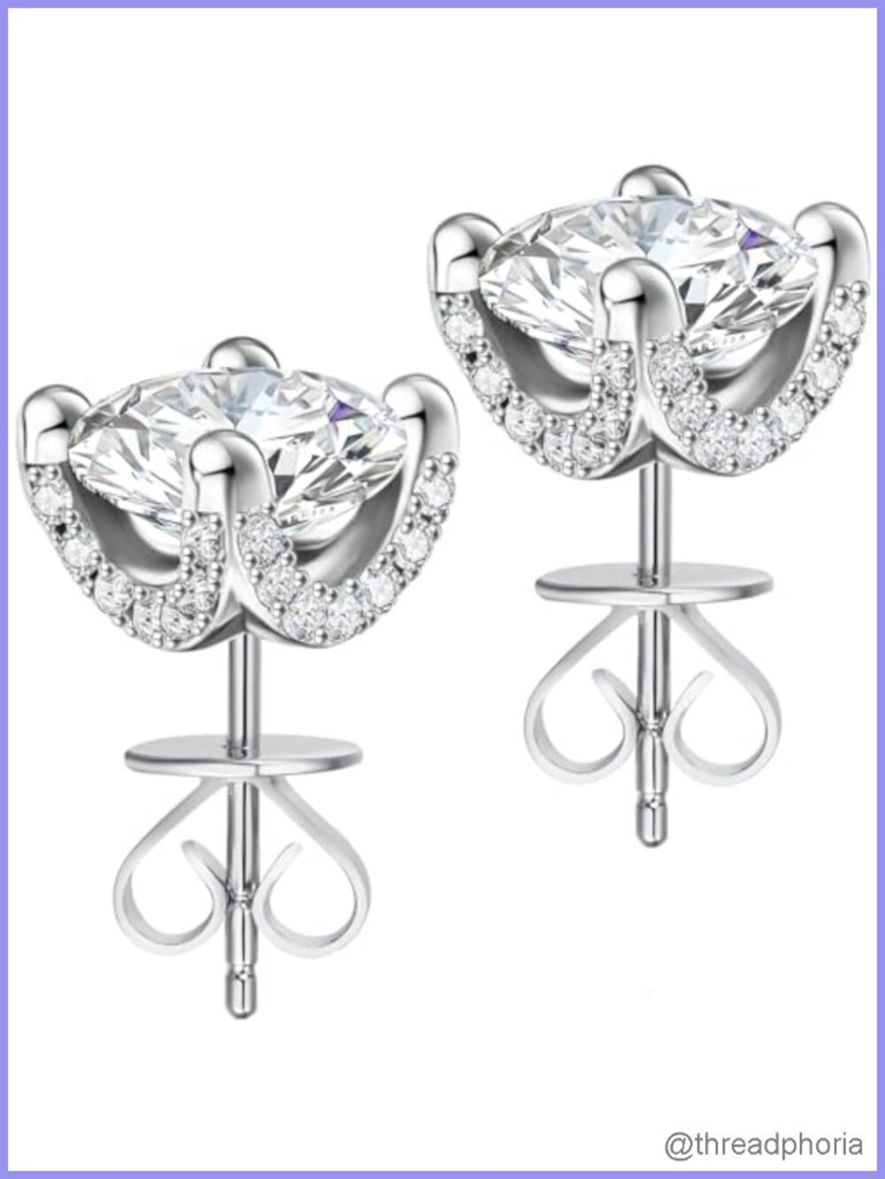 Moissanite Stud Earrings 925 Sterling Silver Prong Set Fine Jewelry